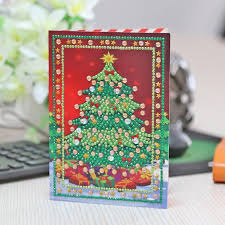 Us 1 86 23 Off 5d Diy Christmas Greeting Cards Xmas Tree Partial Diamond Painting Cross Stitch Embroidery Postcards Paper Party Christmas Gifts In