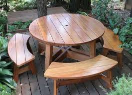 Round Picnic Table Wooden Garden Furniture