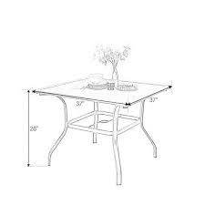 Square Metal Patio Outdoor Dining Table