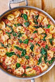creamy sausage tortellini with spinach