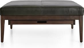 Nash Leather Square Ottoman With Tray