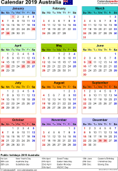 Australia Calendar 2019 Free Printable Excel Templates