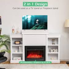 Costway 70 In White Fireplace Tv Stand
