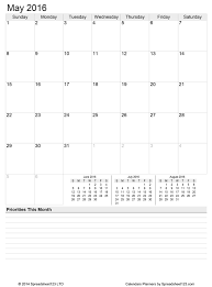 Free Printable Monthly Calendar Planner For Excel