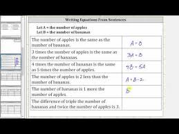 Write Basic Equations From Sentences