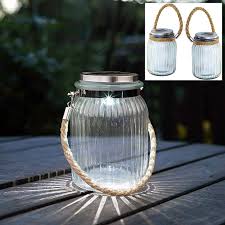 2pk Glass Jar Solar Powered Led Lights