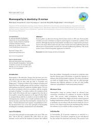 Pdf Homeopathy In Dentistry A Review