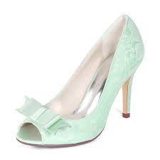 Us 47 5 Creativesuga Mint Light Green Lace Heels Sweet Bow Pumps Bridal Bridesmaid Wedding Shoes Prom Girls Brithday Party Dress Shoes In Womens