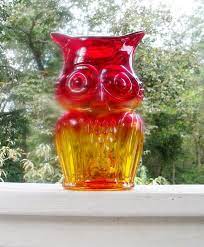 Vintage Owl Vase Rainbow Viking Art