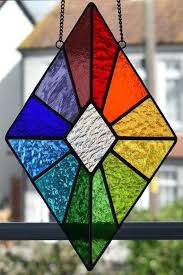 Stained Glass Diamond Shape Rainbow