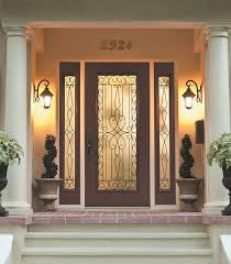 wrought iron and glass front entry door