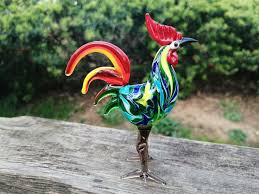 Glass Rooster Rooster Figurine Glass