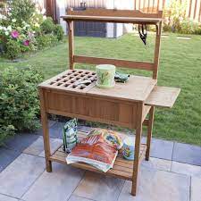 Wood Storage Bench Potting Tables
