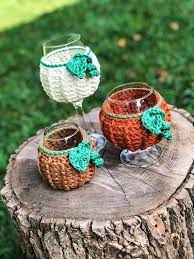 Crochet Pumpkin Wine Glass Cozy Pattern