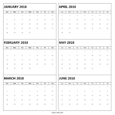 6 Month 2018 Calendar Printable Excel Calendar Template