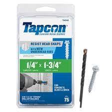 Tapcon 1/4 in. x 1-3/4 in. White UltraShield Hex Washer-Head Concrete  Anchors (75-Pack) 24342 - The Home Depot