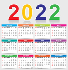 Free Colorful 2022 Calendar Vector