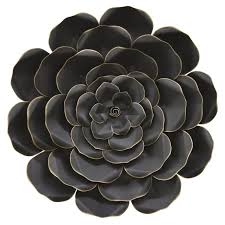 22 inch black metal flower wall