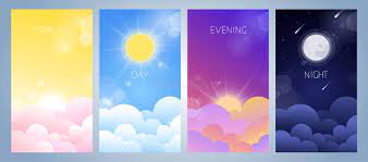 Satz Des Morgens, Des Tages, Des Abends Und Der Illustration Des  Nächtlichen Himmels Vektor Abbildung - Illustration von farbe, nacht:  116620127