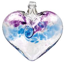Blue Van Glow Hand Blown Glass Heart