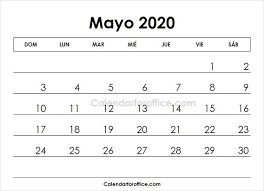 May 2020 Calendar Spanish 2019 Calendar 2021 Calendar