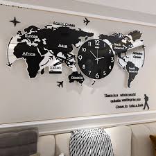 large world map 3d wall clock creative