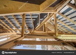 wooden beams of a ro stock photo