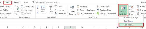 what if ysis data table in excel