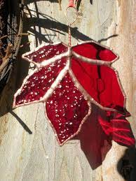 Stained Glass Maple Leaf Red
