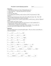 Worksheet To Teach Balancing Equations