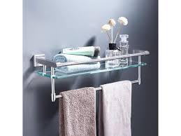 Kes Bathroom Glass Shelf With Towel Bar