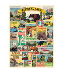 national parks map gift wrap bell