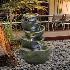outdoor water fountain with led lights