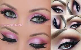 latest shimmery pink eye make up with