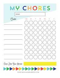 Free Printable Chore Chart For Kids Free Printable Chore