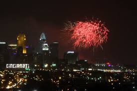 fireworks over the ohio river in
