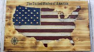 Patriotic Us Flag Wall Art Wooden