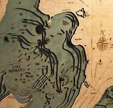 Lake Mendota Monona 3 D Nautical Wood Chart 24 5 X 31