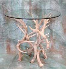 Mule Deer Antler End Table With Glass