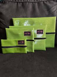 lime green glitter makeup junkie bag