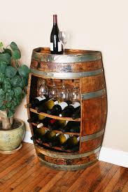 15 Bottle Oak Wine Barrel Wall Cabinet