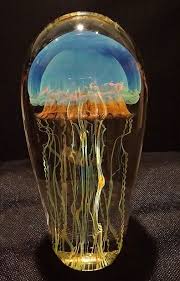 blue moon glass jellyfish sculpture by