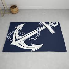 anchor navy white nautical rug by