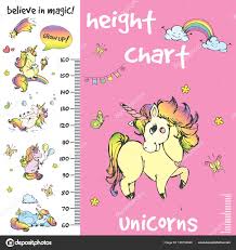 Kids Height Chart Hand Drawn Unicorns Stock Vector