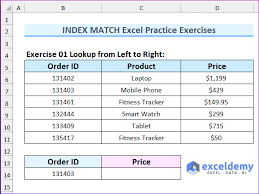 exercises with index match formula