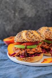 pulled jackfruit sandwiches with peach