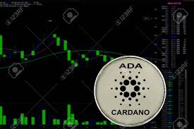 Coin Cryptocurrency Cardano On A Background Chart Ada
