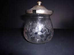 Etched With Flowers Glass Sugar Bowl