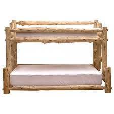 Cedar Log Bunk Bed Single Over Queen