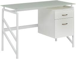 Mason glass top desk, polished nickel. Amazon Com Mayline Soho Glass Top Desk With 2 Drawer File Textured White Laminate Furniture Decor